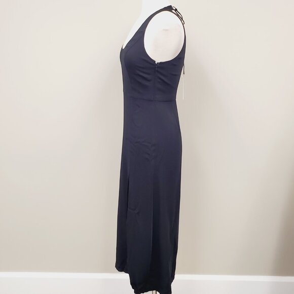 A.L.C. Leesa Tie Back Black Scuba Slit Midi Dress - Size 6 NWT Minimalist - Picture 9 of 15
